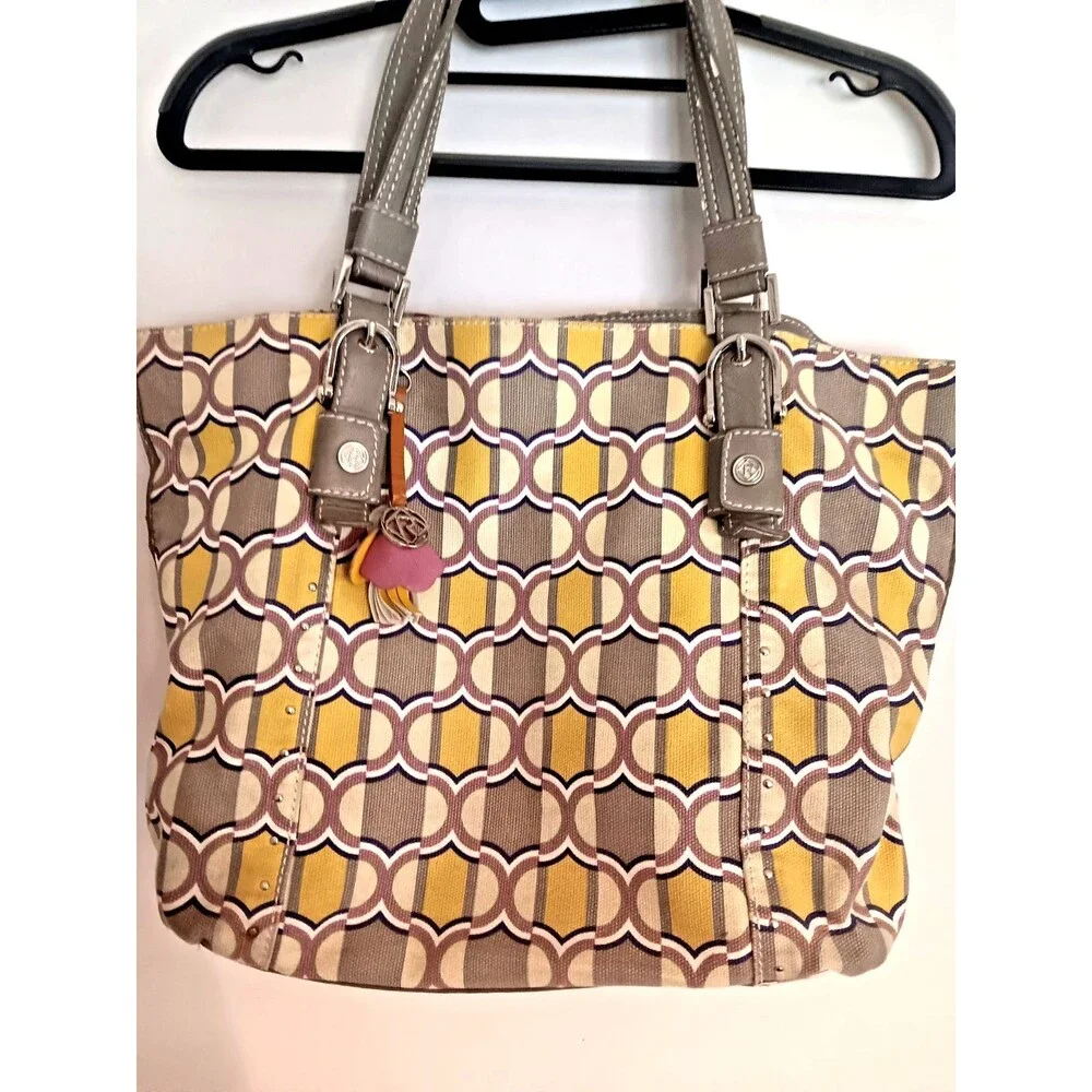 RELIC by Fossil Purse Bag Hobo Print Y2K Yellow/Gray